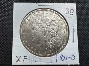 lot 38 image: 1921-D Morgan Silver Dollar Marked XF When Purchased