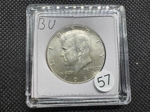lot 57 image: 1964 90% Silver Kennedy Half Dollar Marked BU When Purchased