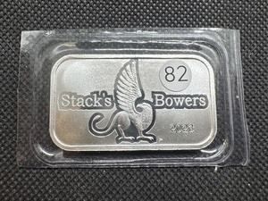 lot 82 image: 2023 One Ounce .999 Silver Stacks & Bowers Bar