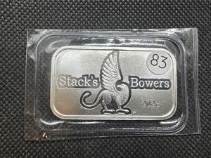 lot 83 image: 2023 One Ounce .999 Silver Stacks & Bowers Bar