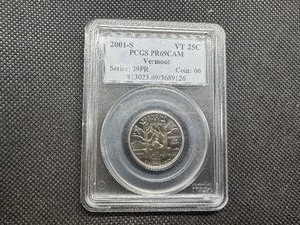 lot 93 image: 2001-S VT 25C PCGS PR69 CAM Vermont