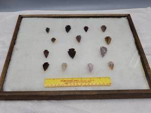 lot 32 image: 14 Quality Modern-Made Points--Reported as Indian-Made & Display Frame