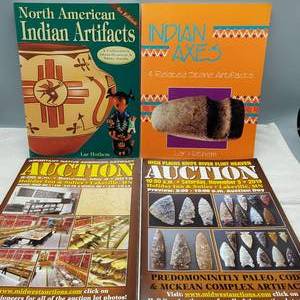 lot 35 image: 4 Books--North American Indian Artifacts, Indian Axes, and two Auction Catalogues