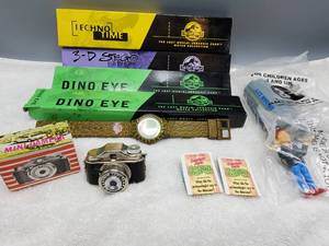 lot 51 image: Misc. Lot-1950s Mini Camera  Carnival Prize, 4 Burger King Watches, Etc--See Photos