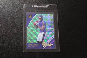 lot 91 image: 2018 Donruss The Rookies Lamar Jackson Rookie Card #R-17