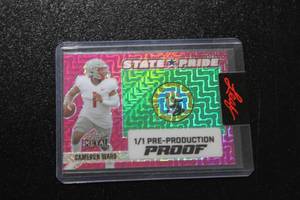 lot 95 image: 2025 Leaf Metal State Pride 11 Pre-Production Proof Cameron Ward Rookie Card  Only 1 Exist