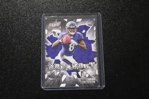 lot 123 image: 2018 Panini Breakout Lamar Jackson #RB-6 Rookie Card