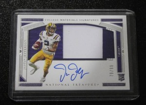 lot 1 image: 2020 National Treasures Justin Jefferson #107 Rookie Autograph 7999  Only 99 Exist