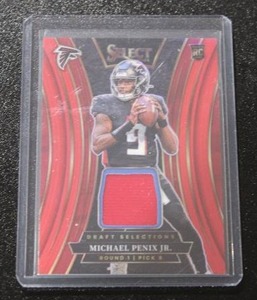 lot 3 image: 2024 Select Red Prizm Draft Selections Jersey Relic Michael Penix Jr. Rookie Card