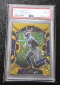 lot 13 image: 2020 Select Gold Disco Prizm Van Jefferson #71 Rookie Card PSA 9 210  Only 10 Exist