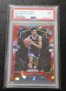 lot 17 image: 2019-20 Prizm Red Ice Brandon Clarke #266 Rookie Card PSA 9
