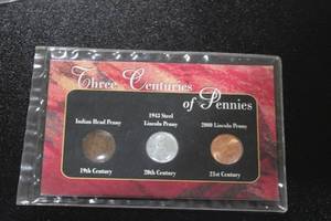 lot 19 image: Three Centuries of Pennies Set 2001 The Morgan Mint