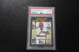lot 42 image: 2020 Topps Heritage Action Shortprint Aristides Aquino #54 Rookie Card PSA 10