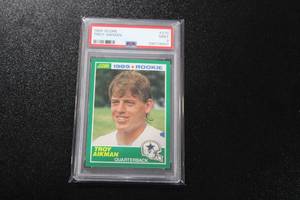 lot 170 image: 1989 Score Troy Aikman #270 PSA 9 Rookie Card