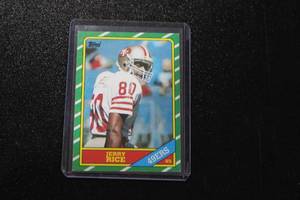 lot 177 image: 1986 Topps Jerry Rice #161 Rookie Card  Mid Grade w Crease