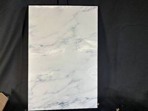 lot 15 image: Marble-look Tile Panel - White Veining, Glossy Finish, Writable Back