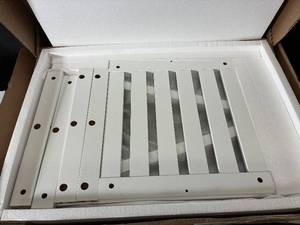 lot 34 image: End Table - White Painted Wood with Slatted Lower Shelf