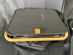 lot 38 image: Bamboo-Frame Storage Case - Soft-Sided Black Fabric