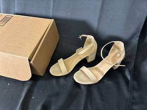 lot 42 image: Sandals - Sunny Feet Ankle-Strap Block Heel Beige