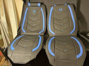 lot 68 image: Front Seat Covers - BlackGray with Blue Chevron Accents