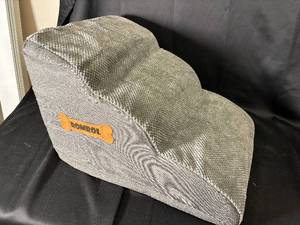 lot 78 image: Pet Bed - Gray Plush Bolster with Bone Logo Tag