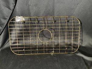 lot 101 image: Gold-Tone Wire Grid Panel - Central Circular Cutout