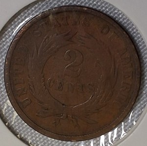 lot 1 image: 1865 2-Cent Good (G) Coin