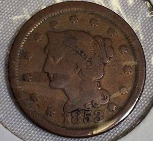 lot 4 image: 1853 Braided Hair Large Cent