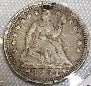 lot 24 image: 1854 Seated Liberty Half Dime, Type 3, with Arrows at the Date.