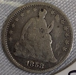 lot 28 image: 1858 Seated Liberty Half Dime