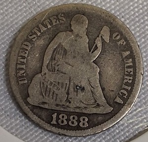 lot 33 image: 1888 Seated Liberty Dime, Type 4, with the legend resumed on the obverse.