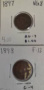 lot 12 image: 1897 & 1898 Indian Head Small Cents