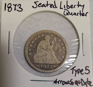 lot 61 image: 1873 Seated Liberty Quarter