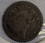 1856 Seated Liberty Half Dime, Type 2, featuring reserved stars and drapery.