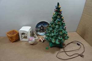 lot 159 image: Christmas Dcor - Ceramic Tree, Disney Ornament, Redlin Plate