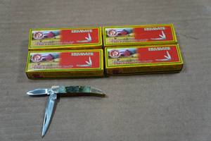 lot 193 image: 4 Crowing Rooster Two Blade Toothpick Folding Knives