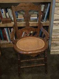 lot 713 image: Vintage Victorian Walnut Eastlake design Cane Seat Arm Chair