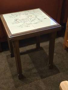 lot 718 image: Musicians theme Tile Top  Wooden Side Table