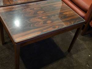 lot 721 image: Glass Top  Wooden Side Table