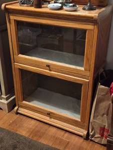 lot 761 image: Wood  Glass Door Barrister Bookcase 2-tier