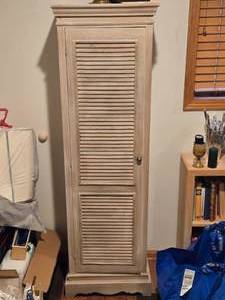 lot 763 image: Louvered Wood Storage Cabinet