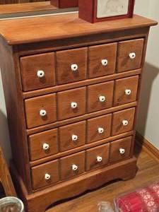 lot 771 image: Apothecary Wooden Chest of Drawers 4-drawer