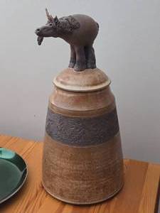 lot 786 image: Pottery Jar - Unicorn by Hamilton circa 1981