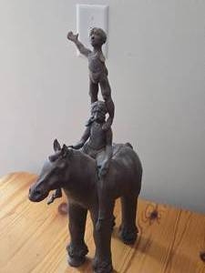 lot 788 image: Horse and Men theme Ceramic Clay Sculpture 17