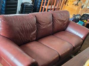 Leather Living Room Sofa (burgundy)