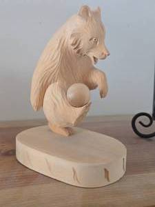 lot 822 image: 7-12 Polar Bear theme Hand Carved Russian Folk Art Table Statue