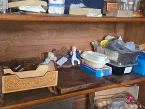 lot 917 image: Lot of  Miniature Doll House Accessories - Children Figurines, Baby Bassinet, Bath Tubs, Stove, Victorian Style Sofa, Baby Grand Piano, Buffet, Wardrobe, Grandma and more