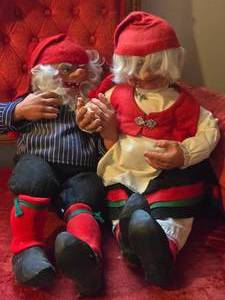 lot 923 image: Lot of (2) Vintage 2 Dolls  Gnomes  Christmas Elves - Nisse by Arne Hasle (1950s  1960s) (Norway)