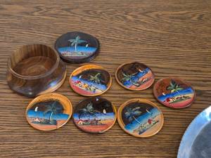 lot 930A image: Jamaican theme Drink  Cocktail Coasters Set of 6