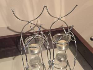 lot 940 image: Lot of (2) Silverplated Brandy  Cognac Warmer Stands